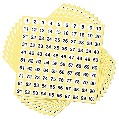 Zahlen Aufkleber 1 bis 100 Runde Selbstklebende Aufkleber Aufbewahrung Organisieren Etiketten 30 Blatt 3000 Etiketten von ISIYINER