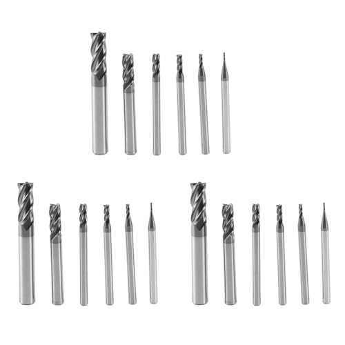 ISKDJBJG 18 Stücke 4 FlöTen Schaftfräser Set für StäHle Platz Cnc Hart Metall Fräser Spiral Fräser Durchmesser (1 2 3 4 6 8Mm) von ISKDJBJG