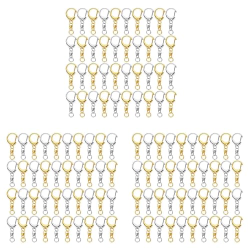 ISKDJBJG 300-Teilige D-Haken-SchlüSselanhäNger-Hardware mit Sprungringen, Metall-Split-SchlüSselring-Clips mit Kette zum Basteln Von Charms zum Selbermachen von ISKDJBJG