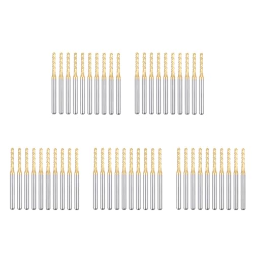 ISKDJBJG 50 Stück Titanbeschichtete Hartmetall-Schaftfräser, Gravurfräser, CNC-Fräser für Leiterplattenmaschinen, 1/8 Schaft, 2 mm ISKDJBJG 50 Stück Titanbeschichtete Hartmetall-Schaftfräser, Gravurfräser, CNC-Fräser für Leiterplattenmaschinen, 1/8 Schaft, 2 mm von ISKDJBJG