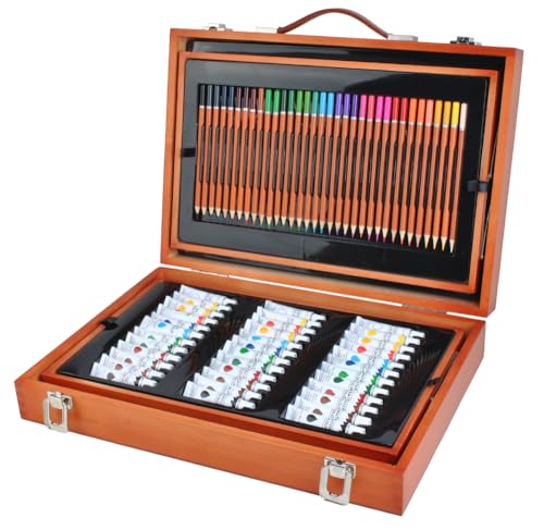 ISO TRADE XXL Malkasten für Kinder und Erwachsene – 177-teiliges Künstler-Set mit Holz-Koffer, Pastellkreiden, Farbstiften, Farben, Markern, Zubehör – MAALEO ISO TRADE XXL Malkasten für Kinder und Erwachsene – 177-teiliges Künstler-Set mit Holz-Koffer, Pastellkreiden, Farbstiften, Farben, Markern, Zubehör – MAALEO von ISO TRADE
