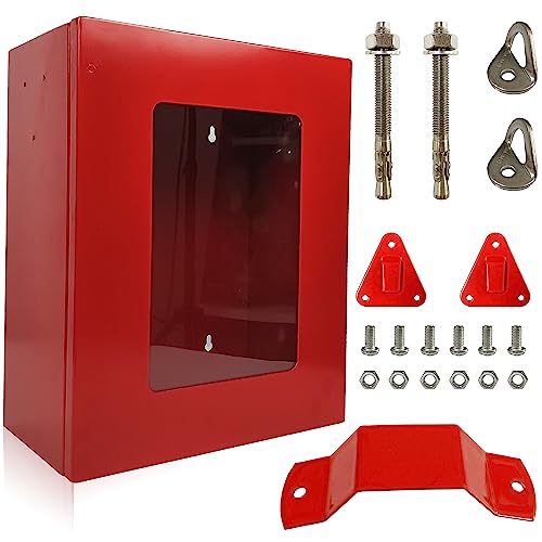 Schrank für Feuerleiter Mittel – Rote Box für Feuerrettungsutensilien – mit Haken für Feuerlöschdecke und Feuerlöscher – 35 x 28 x 12 cm - Aufbewahrungsbox für die Wand von ISOP