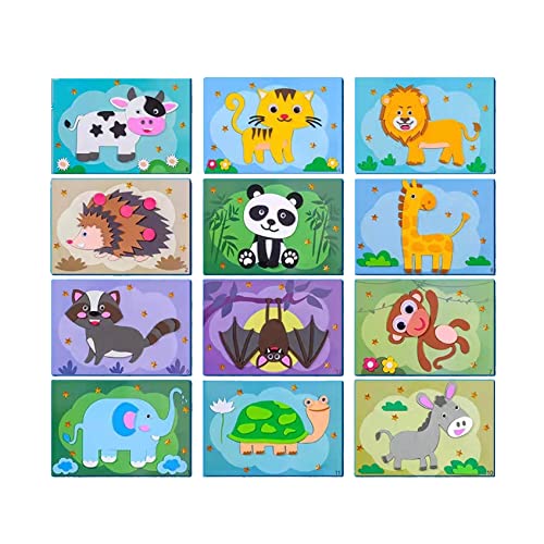12pcs Cartoon Eva Aufkleber Spielzeug 3D Creative DIY Cartoon Animal Sticker Safe Eva Foam Lustige Aufkleber Spielzeug süßes Lernspielzeug für Kinder (A-Klassische Tier) von ISOYTERO