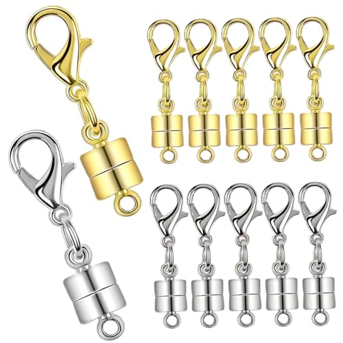 12pcs Magnetic Halskette Verschluss mit Hummerverschluss, Gold und Silber Halskette Magnetisch für DIY -Armbandschmuckhandwerk herstellen Vorräte von ISOYTERO