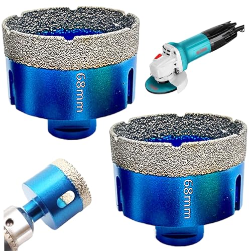 2pcs Diamond Bohrer Bits M14 68mm Legierung & Emery Bohrer für Winkelmühle mit Abfallloch, ideal für Porzellan, Fliese, Keramik, Marmor & More von ISOYTERO