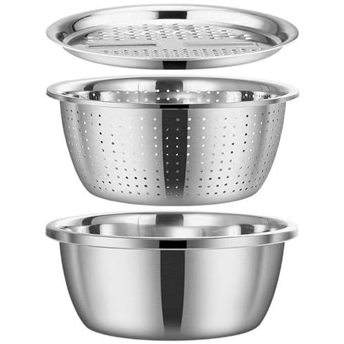 3PCS -Obstwaschschale mit Sieb & Cutter, 11 Edelstahl -Set mit großer Kapazität, multifunktionales Stapelreisessieb für Pasta, Obst, Gemüse, Lebensmittelfrüchte 3PCS -Obstwaschschale mit Sieb & Cutter, 11 Edelstahl -Set mit großer Kapazität, multifunktionales Stapelreisessieb für Pasta, Obst, Gemüse, Lebensmittelfrüchte von ISOYTERO