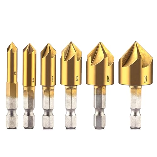 Countersink -Bohrbit 6mm/8mm/9mm/12 mm/16 mm/19mm Countersink -Bohrer Ersatz Scharfes Kohlenstoffstahl -Schandwerkzeug für Holzbearbeitung von ISOYTERO