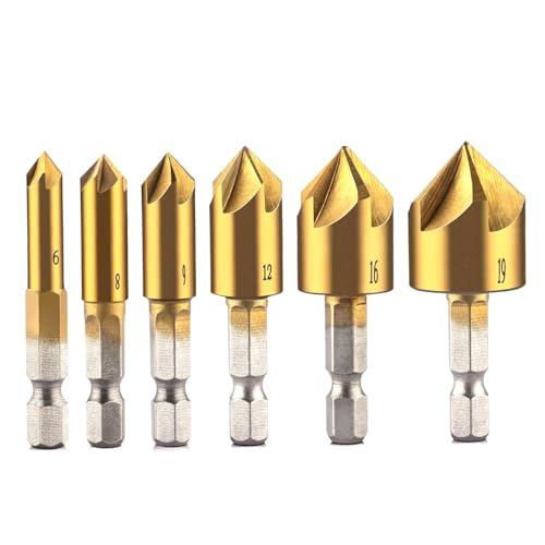 Countersink -Bohrbit 6mm/8mm/9mm/12 mm/16 mm/19mm Countersink -Bohrer Ersatz Scharfes Kohlenstoffstahl -Schandwerkzeug für Holzbearbeitung von ISOYTERO