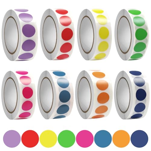 Dot Stickers Roll Total 4000 PCS Colored Dot Stickers 3/4" Roll Self-Adhesive Label Sticker for Office, Student Classroom, File ClassificationDot von ISOYTERO