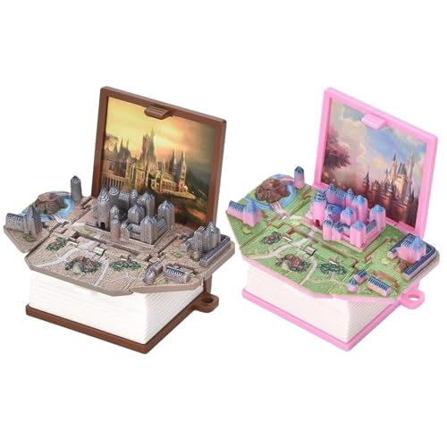 ISOYTERO 2pcs 3D Keychain Popup-Buch Mini Castle Toys süßer Schlüsselbund für Kinder-Rucksack, Enchanted 3D Castel Szene für Girls & Boys Party Geburtstag von ISOYTERO