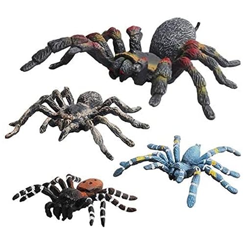 ISOYTERO Hallowmas Simulierte Spinnenmodell Realistische Spinnenfiguren plastische Aktion Figur für die Sammlungswissenschaft Bildung, Set von 4 simuliertem Modell von ISOYTERO