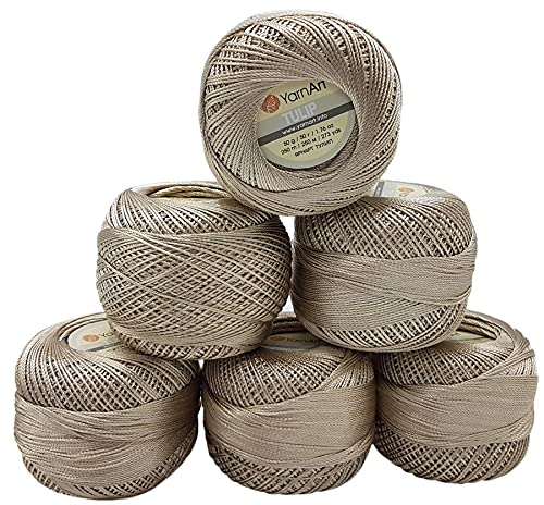 YarnArt Tulip 6 x 50 gr. Paket, Seide Mikrofaser Satin Garn Brillante Glänzend (Grau 405) von Yarn Art