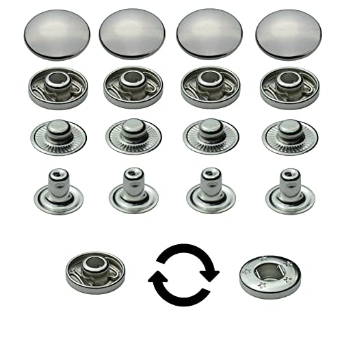 15 mm Druckknöpfe S-Feder Buttons, S-Feder-Snaps, Messing, rostfrei und nickelfrei, vierteilig Metallknöpfe nähfrei (10 Stück) von ISTA TOOLS