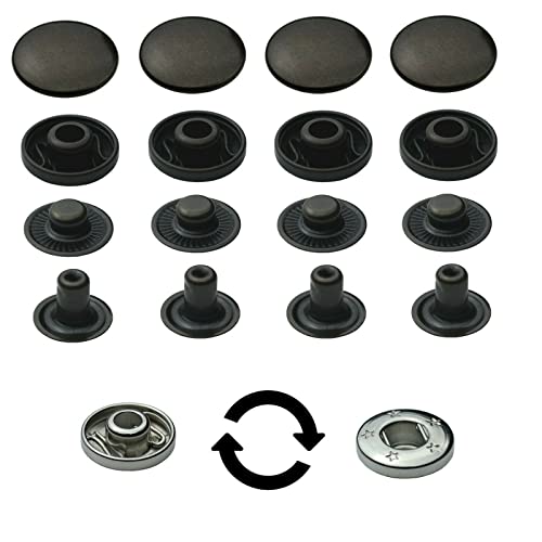 15 mm Druckknöpfe S-Feder Buttons, S-Feder-Snaps, Messing, rostfrei und nickelfrei, vierteilig Metallknöpfe nähfrei (5 Stück) von ISTA TOOLS
