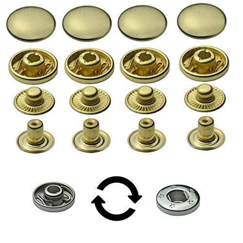 15 mm Druckknöpfe S-Feder Buttons, S-Feder-Snaps, Messing, rostfrei und nickelfrei, vierteilig Metallknöpfe nähfrei (50 Stück) von ISTA TOOLS