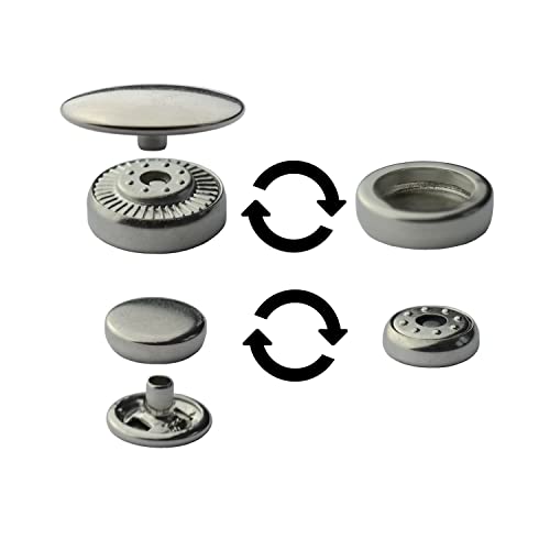 17 mm Ringverschluss Druckknöpfe Ringfederverschluss der neuen Generation, inklusive Werkzeug Snaps Buttons Metallknöpfe rostfreie Knöpfe (20 Stück) von ISTA TOOLS
