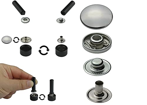 50 Stück 12,5 mm Druckknöpfe S-Feder inklusive Werkzeug Snaps Buttons Metallknöpfe rostfreie Knöpfe (Silber nickelfrei) von ISTA TOOLS