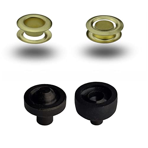 ISTA TOOLS 120 Stück (T-1) Ösen + Einsatzwerkzeug passend in die Vario-Zange, Messing-Ösen, Metallöse, Rundöse mit Scheibe, Messing, rostfrei (5 x 10 mm, Gelb) von ISTA TOOLS