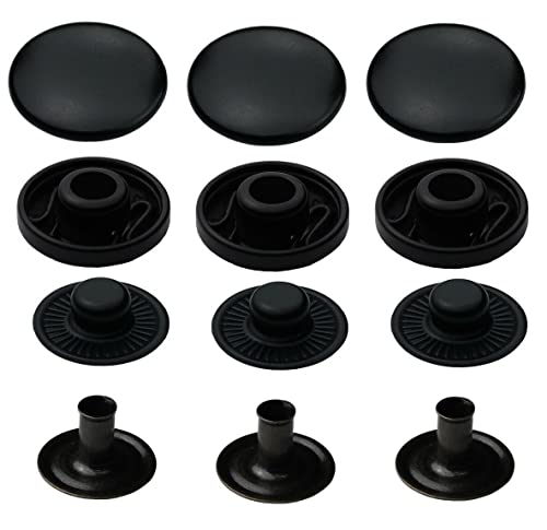 ISTA TOOLS Druckknöpfe Farbe schwarz S-Feder,Buttons, S-Feder-Snaps, Messing, rostfrei, vierteilig Metallknöpfe (10 Stück - 10 mm) von ISTA TOOLS