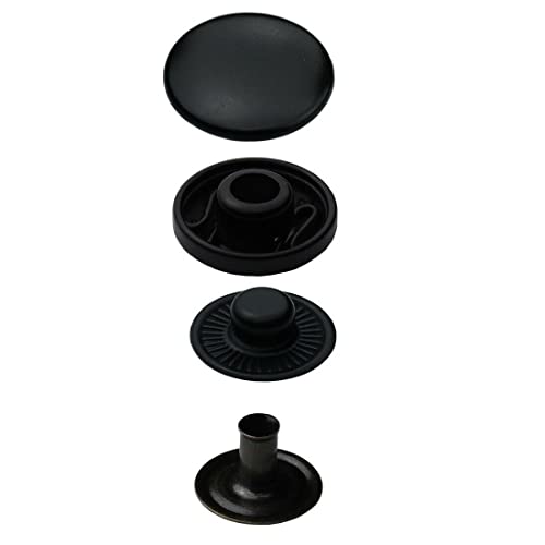 ISTA TOOLS Druckknöpfe Farbe schwarz S-Feder,Buttons, S-Feder-Snaps, Messing, rostfrei, vierteilig Metallknöpfe (10 Stück - 12,5 mm) von ISTA TOOLS