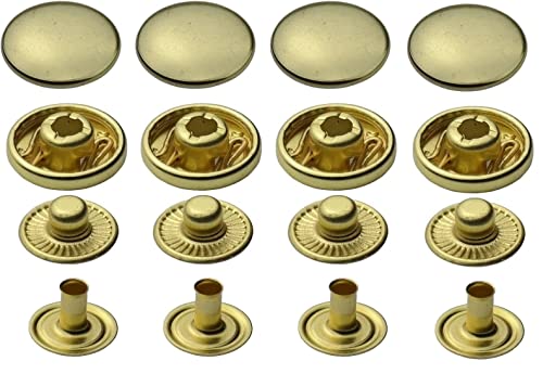 ISTA TOOLS Druckknöpfe Gelb nickelfrei S-Feder,Buttons, S-Feder-Snaps, Messing, rostfrei, vierteilig Metallknöpfe (10 Stück - 12,5 mm) von ISTA TOOLS