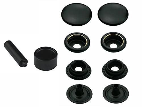 Ringfeder Druckknöpfe + Einschlagstempel, Snaps Buttons Metallknöpfe rostfreie Knöpfe Ringfederverschluss (10 Stück - 15 mm) von ISTA TOOLS