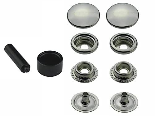 Ringfeder Druckknöpfe + Einschlagstempel, Snaps Buttons Metallknöpfe rostfreie Knöpfe Ringfederverschluss (20 Stück - 12,5 mm) von ISTA TOOLS