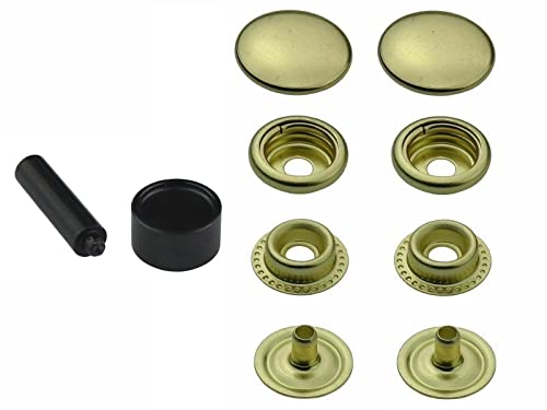 Ringfeder Druckknöpfe + Einschlagstempel, Snaps Buttons Metallknöpfe rostfreie Knöpfe Ringfederverschluss (20 Stück - 12,5 mm) von ISTA TOOLS