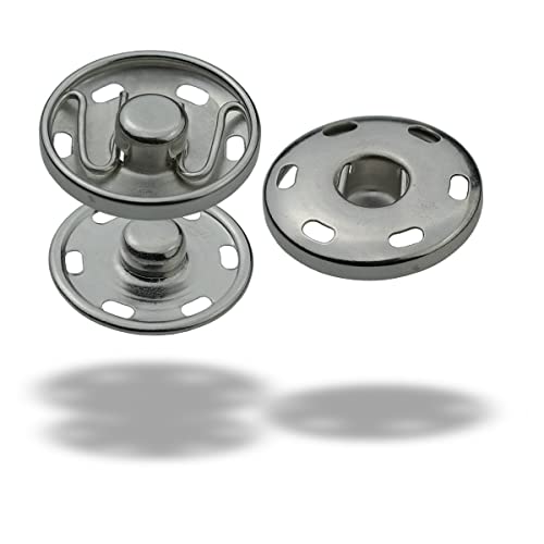 S-Feder Druckknöpfe zum Annähen wählbar in 8 Größen, rostfrei und nickelfrei, Grundmaterial Messing, in der Farbe Silber (10 Stück - 12 mm) von ISTA TOOLS
