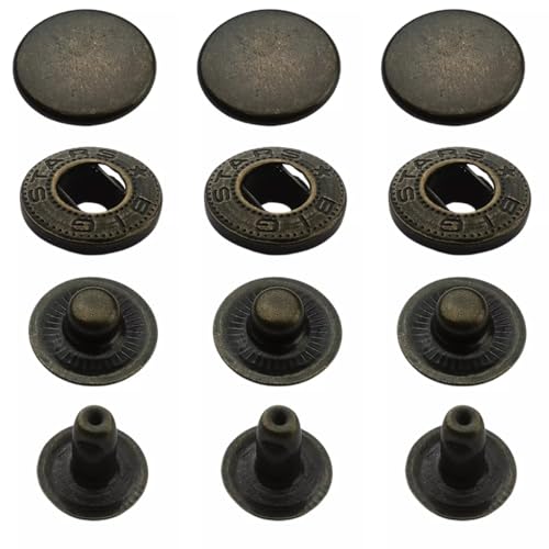ISTA Druckknöpfe S-Feder, Press-Studs, Metallknöpfe -Snaps, ab 50 Stück aus Stahl (Antik, 15mm) von ISTA