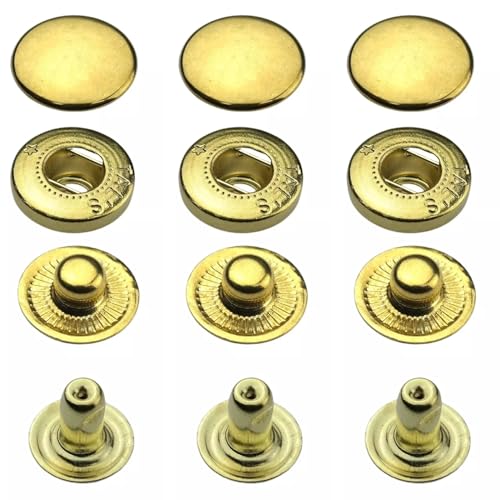 ISTA Druckknöpfe S-Feder, Press-Studs, Metallknöpfe -Snaps, ab 50 Stück aus Stahl (Gelb, 10mm) von ISTA