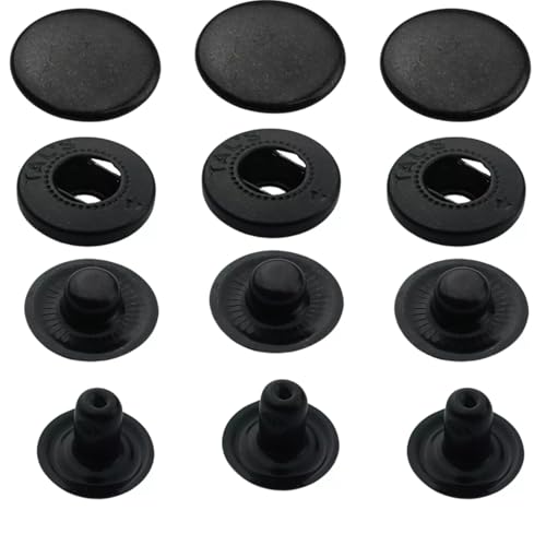 ISTA Druckknöpfe S-Feder, Press-Studs, Metallknöpfe -Snaps, ab 50 Stück aus Stahl (Schwarz, 15mm) von ISTA
