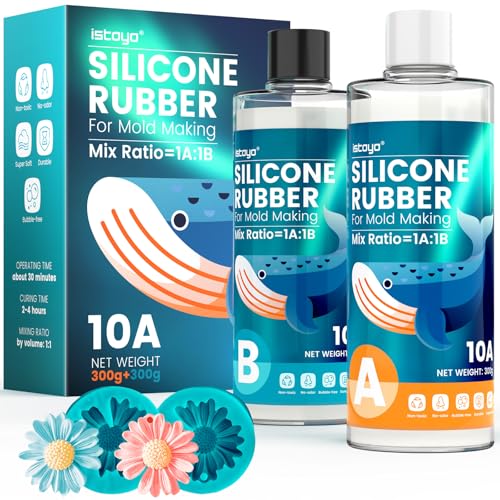 ISTOYO 600g Flüssiges Silikon Kautschuk, 10A Translucent Silikon Abformsilikon1: 1 im Verhältnis, 2H Schnelle Heilung zum Gießen von 3D-Harzformen DIY, ideal für Kerzenformen/Schmuck/Seife von ISTOYO