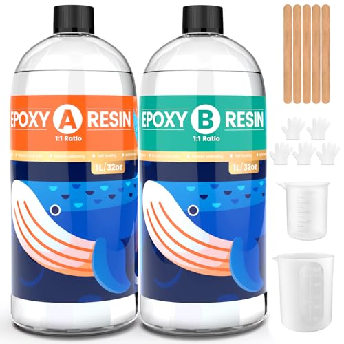 ISTOYO Epoxidharz, 64oz/2L Epoxidharz Set mit Epoxidharz Mixer, Epoxidharz mit Härter 1:1, Kristallklar Keine Blasen Harz Liefert für Kunst Gießharz, Gussbeschichtung Holz, Harzformen von ISTOYO