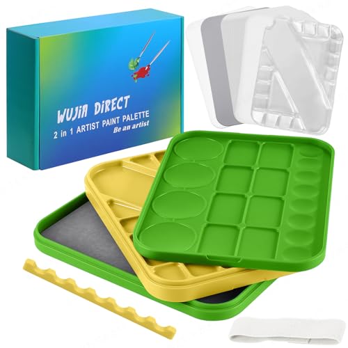 ISWUJIA Wet Palette, Nasspalette 2-in-1-Set, Mischpalette Acrylfarben für Miniaturmalerei, Enthält 1 Wet Palette, 2 Mischpaletten, 50 Sheets Palette Folien, 2 Foam Schwämmen, 6 Einweg-Blisterschalen von ISWUJIA