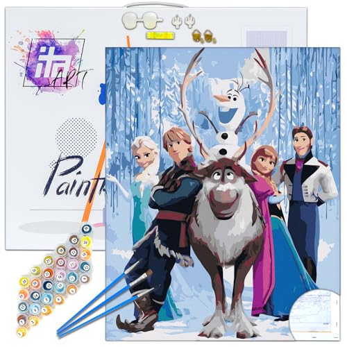 ITA ART Malen nach Zahlen Komplett Set mit Keilrahmen, Acrylfarben, Pinseln, Zubehör, Geschenkbox - DIY Gemälde Bastelset Kit mit Leinwand für Erwachsene, 30x40 cm, Das gefrorene Königreich ITA ART Malen nach Zahlen Komplett Set mit Keilrahmen, Acrylfarben, Pinseln, Zubehör, Geschenkbox - DIY Gemälde Bastelset Kit mit Leinwand für Erwachsene, 30x40 cm, Das gefrorene Königreich von ITA