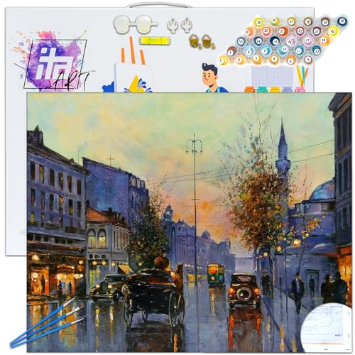 ITA ART Malen nach Zahlen Komplett Set mit Keilrahmen, Acrylfarben, Pinseln, Zubehör, Geschenkbox - DIY Gemälde Bastelset Kit mit Leinwand für Erwachsene, 40x50 cm, Altes Sofia ITA ART Malen nach Zahlen Komplett Set mit Keilrahmen, Acrylfarben, Pinseln, Zubehör, Geschenkbox - DIY Gemälde Bastelset Kit mit Leinwand für Erwachsene, 40x50 cm, Altes Sofia von ITA