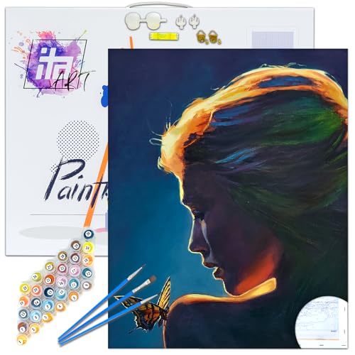 ITA ART Malen nach Zahlen Komplett Set mit Keilrahmen, Acrylfarben, Pinseln, Zubehör, Geschenkbox - DIY Gemälde Bastelset Kit mit Leinwand für Erwachsene, 40x50 cm, Begegnung mit der Schönheit ITA ART Malen nach Zahlen Komplett Set mit Keilrahmen, Acrylfarben, Pinseln, Zubehör, Geschenkbox - DIY Gemälde Bastelset Kit mit Leinwand für Erwachsene, 40x50 cm, Begegnung mit der Schönheit von ITA