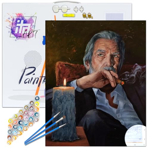 ITA ART Malen nach Zahlen Komplett Set mit Keilrahmen, Acrylfarben, Pinseln, Zubehör, Geschenkbox - DIY Gemälde Bastelset Kit mit Leinwand für Erwachsene, 40x50 cm, Der Sammler ITA ART Malen nach Zahlen Komplett Set mit Keilrahmen, Acrylfarben, Pinseln, Zubehör, Geschenkbox - DIY Gemälde Bastelset Kit mit Leinwand für Erwachsene, 40x50 cm, Der Sammler von ITA