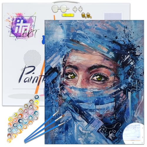 ITA ART Malen nach Zahlen Komplett Set mit Keilrahmen, Acrylfarben, Pinseln, Zubehör, Geschenkbox - DIY Gemälde Bastelset Kit mit Leinwand für Erwachsene, 40x50 cm, Die Augen der Wüste ITA ART Malen nach Zahlen Komplett Set mit Keilrahmen, Acrylfarben, Pinseln, Zubehör, Geschenkbox - DIY Gemälde Bastelset Kit mit Leinwand für Erwachsene, 40x50 cm, Die Augen der Wüste von ITA