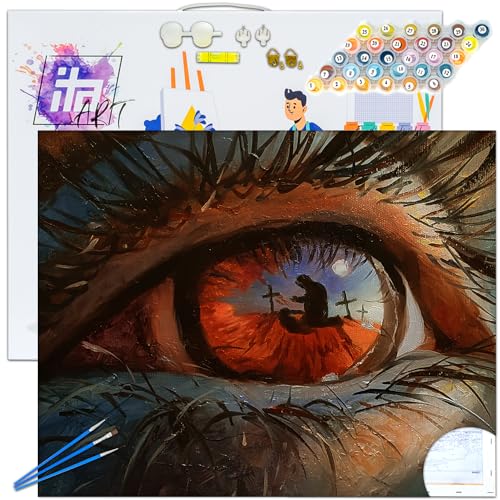 ITA Art Malen nach Zahlen Komplett Set mit Keilrahmen, Acrylfarben, Pinseln, Zubehör, Geschenkbox - DIY Gemälde Bastelset Kit mit Leinwand für Erwachsene, 40x50 cm, Die Augen des Krieges ITA Art Malen nach Zahlen Komplett Set mit Keilrahmen, Acrylfarben, Pinseln, Zubehör, Geschenkbox - DIY Gemälde Bastelset Kit mit Leinwand für Erwachsene, 40x50 cm, Die Augen des Krieges von ITA