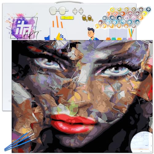ITA ART Malen nach Zahlen Komplett Set mit Keilrahmen, Acrylfarben, Pinseln, Zubehör, Geschenkbox - DIY Gemälde Bastelset Kit mit Leinwand für Erwachsene, 40x50 cm, Die Katzenfrau ITA ART Malen nach Zahlen Komplett Set mit Keilrahmen, Acrylfarben, Pinseln, Zubehör, Geschenkbox - DIY Gemälde Bastelset Kit mit Leinwand für Erwachsene, 40x50 cm, Die Katzenfrau von ITA