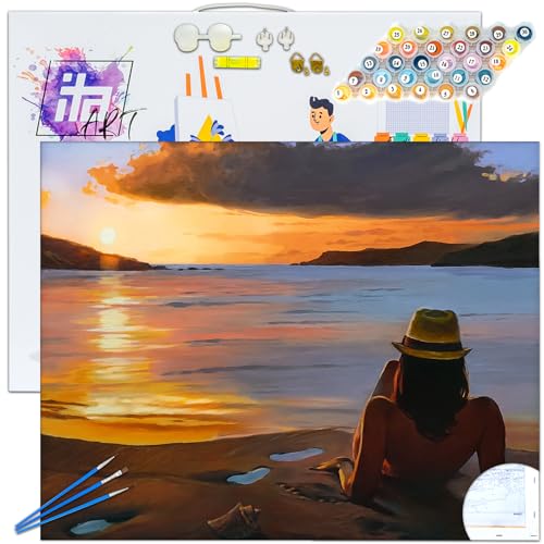 ITA ART Malen nach Zahlen Komplett Set mit Keilrahmen, Acrylfarben, Pinseln, Zubehör, Geschenkbox - DIY Gemälde Bastelset Kit mit Leinwand für Erwachsene, 40x50 cm, Die Schritte der Zeit ITA ART Malen nach Zahlen Komplett Set mit Keilrahmen, Acrylfarben, Pinseln, Zubehör, Geschenkbox - DIY Gemälde Bastelset Kit mit Leinwand für Erwachsene, 40x50 cm, Die Schritte der Zeit von ITA