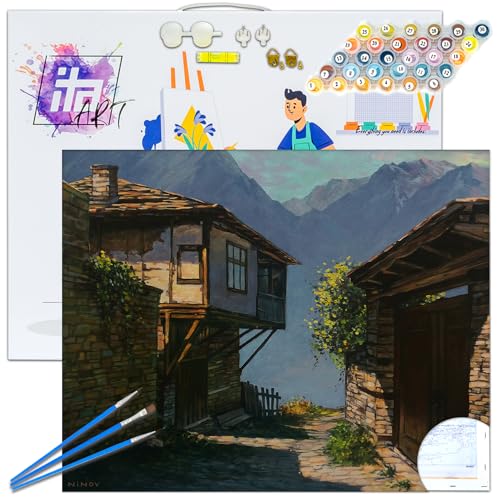 ITA ART Malen nach Zahlen Komplett Set mit Keilrahmen, Acrylfarben, Pinseln, Zubehör, Geschenkbox - DIY Gemälde Bastelset Kit mit Leinwand für Erwachsene, 40x50 cm, Die Vergangenheit ITA ART Malen nach Zahlen Komplett Set mit Keilrahmen, Acrylfarben, Pinseln, Zubehör, Geschenkbox - DIY Gemälde Bastelset Kit mit Leinwand für Erwachsene, 40x50 cm, Die Vergangenheit von ITA