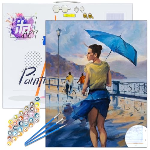 ITA ART Malen nach Zahlen Komplett Set mit Keilrahmen, Acrylfarben, Pinseln, Zubehör, Geschenkbox - DIY Gemälde Bastelset Kit mit Leinwand für Erwachsene, 40x50 cm, Flirt mit dem Wind ITA ART Malen nach Zahlen Komplett Set mit Keilrahmen, Acrylfarben, Pinseln, Zubehör, Geschenkbox - DIY Gemälde Bastelset Kit mit Leinwand für Erwachsene, 40x50 cm, Flirt mit dem Wind von ITA