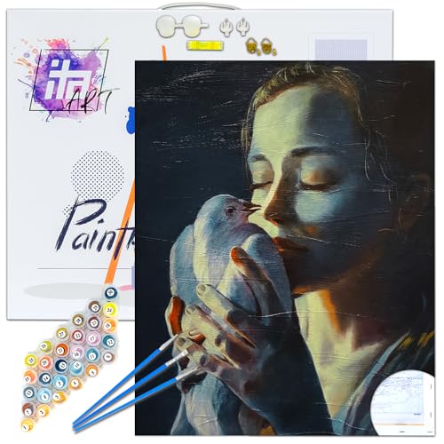 ITA Art Malen nach Zahlen Komplett Set mit Keilrahmen, Acrylfarben, Pinseln, Zubehör, Geschenkbox - DIY Gemälde Bastelset Kit mit Leinwand für Erwachsene, 40x50 cm, Frieden im Herzen ITA Art Malen nach Zahlen Komplett Set mit Keilrahmen, Acrylfarben, Pinseln, Zubehör, Geschenkbox - DIY Gemälde Bastelset Kit mit Leinwand für Erwachsene, 40x50 cm, Frieden im Herzen von ITA