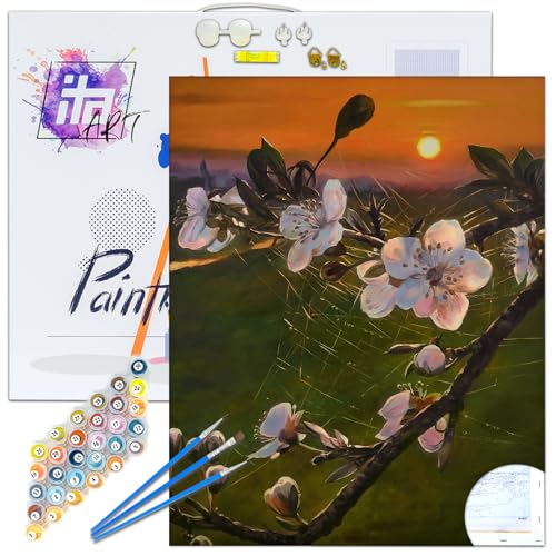 ITA ART Malen nach Zahlen Komplett Set mit Keilrahmen, Acrylfarben, Pinseln, Zubehör, Geschenkbox - DIY Gemälde Bastelset Kit mit Leinwand für Erwachsene, 40x50 cm, Frühlingsstimmung 2 ITA ART Malen nach Zahlen Komplett Set mit Keilrahmen, Acrylfarben, Pinseln, Zubehör, Geschenkbox - DIY Gemälde Bastelset Kit mit Leinwand für Erwachsene, 40x50 cm, Frühlingsstimmung 2 von ITA