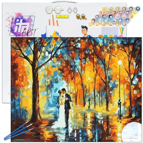 ITA ART Malen nach Zahlen Komplett Set mit Keilrahmen, Acrylfarben, Pinseln, Zubehör, Geschenkbox - DIY Gemälde Bastelset Kit mit Leinwand für Erwachsene, 40x50 cm, Herbsthochzeit ITA ART Malen nach Zahlen Komplett Set mit Keilrahmen, Acrylfarben, Pinseln, Zubehör, Geschenkbox - DIY Gemälde Bastelset Kit mit Leinwand für Erwachsene, 40x50 cm, Herbsthochzeit von ITA