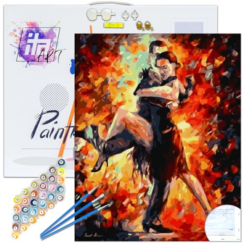 ITA ART Malen nach Zahlen Komplett Set mit Keilrahmen, Acrylfarben, Pinseln, Zubehör, Geschenkbox - DIY Gemälde Bastelset Kit mit Leinwand für Erwachsene, 40x50 cm, Herbsttango ITA ART Malen nach Zahlen Komplett Set mit Keilrahmen, Acrylfarben, Pinseln, Zubehör, Geschenkbox - DIY Gemälde Bastelset Kit mit Leinwand für Erwachsene, 40x50 cm, Herbsttango von ITA