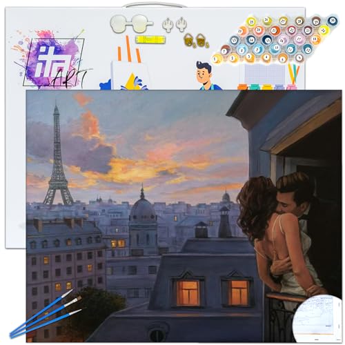 ITA Art Malen nach Zahlen Komplett Set mit Keilrahmen, Acrylfarben, Pinseln, Zubehör, Geschenkbox - DIY Gemälde Bastelset Kit mit Leinwand für Erwachsene, 40x50 cm, Mit dem Duft von Paris ITA Art Malen nach Zahlen Komplett Set mit Keilrahmen, Acrylfarben, Pinseln, Zubehör, Geschenkbox - DIY Gemälde Bastelset Kit mit Leinwand für Erwachsene, 40x50 cm, Mit dem Duft von Paris von ITA